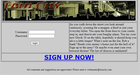 torncity|torn city sign in.